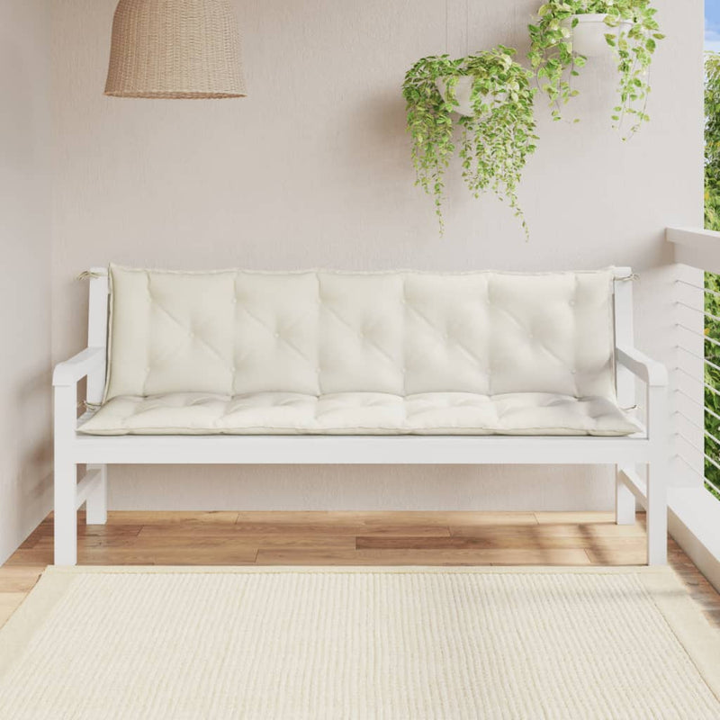 Load image into Gallery viewer, Vidaxl tuinbankkussens 2 st 180x50x7 cm stof gemêleerd crèmekleurig
