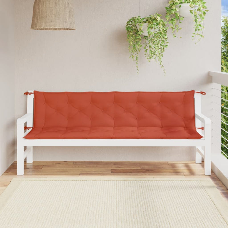 Afbeelding laden in galerijviewer, Vidaxl tuinbankkussens 2 st 200x50x7 cm stof gemêleerd rood
