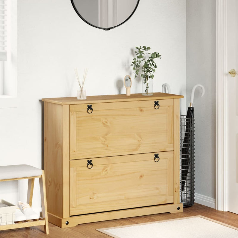 Afbeelding laden in galerijviewer, Vidaxl schoenenkast corona 99x32x85 cm massief grenenhout
