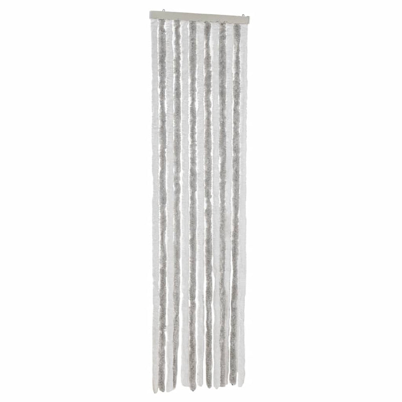 Cargue la imagen en el visor de la galería, Vidaxl vliegengordijn 56x185 cm chenille lichtgrijs en wit
