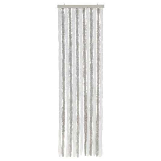 Vidaxl vliegengordijn 56x185 cm chenille lichtgrijs en wit