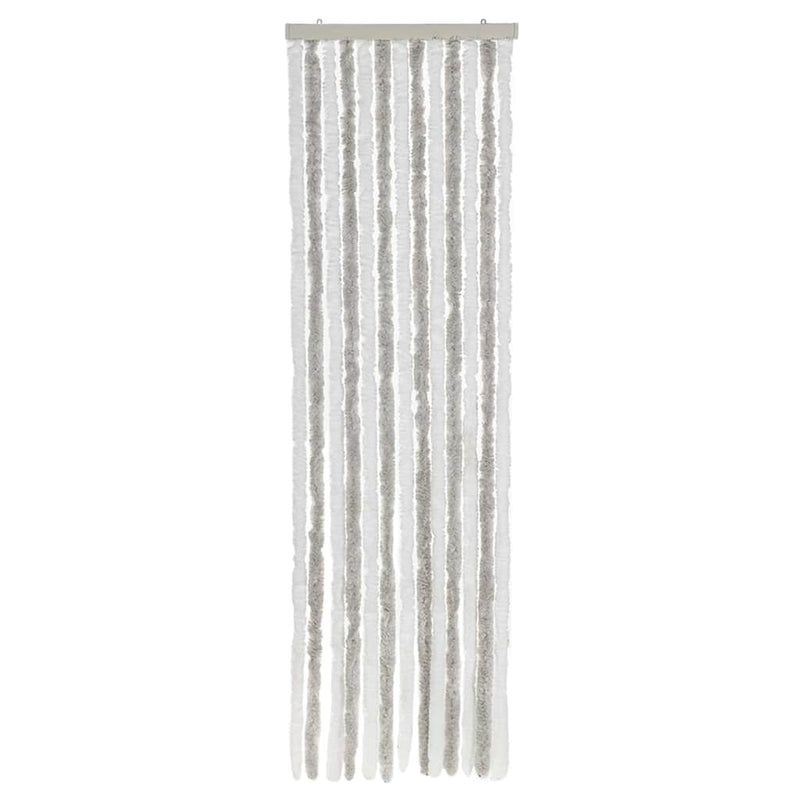 Cargue la imagen en el visor de la galería, Vidaxl vliegengordijn 56x185 cm chenille lichtgrijs en wit
