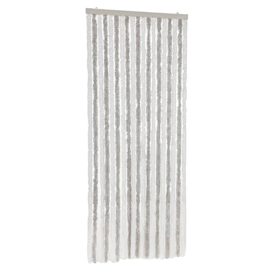 Vidaxl vliegengordijn 56x200 cm chenille lichtgrijs en wit