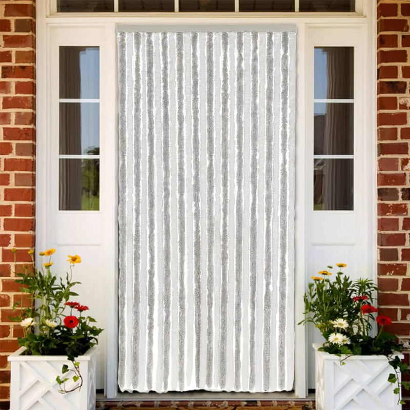 Load image into Gallery viewer, Vidaxl vliegengordijn 100x230 cm chenille lichtgrijs en wit
