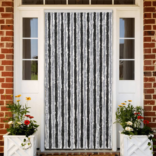 Vidaxl vliegengordijn 90x220 cm chenille grijs en zwart