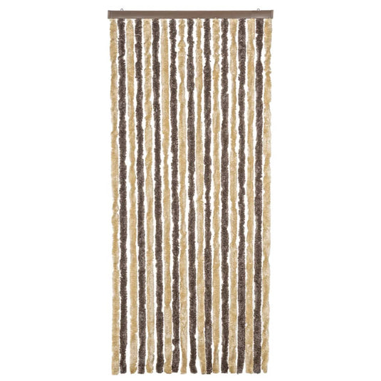 Vidaxl vliegengordijn 56x185 cm chenille donkerbruin en beige