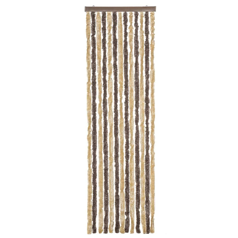Chargez l'image dans la visionneuse de la galerie, Vidaxl vliegengordijn 56x200 cm chenille donkerbruin en beige
