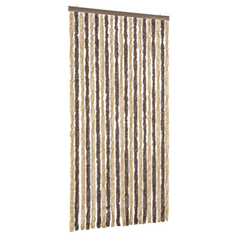 Afbeelding laden in galerijviewer, Vidaxl vliegengordijn 90x200 cm chenille donkerbruin en beige
