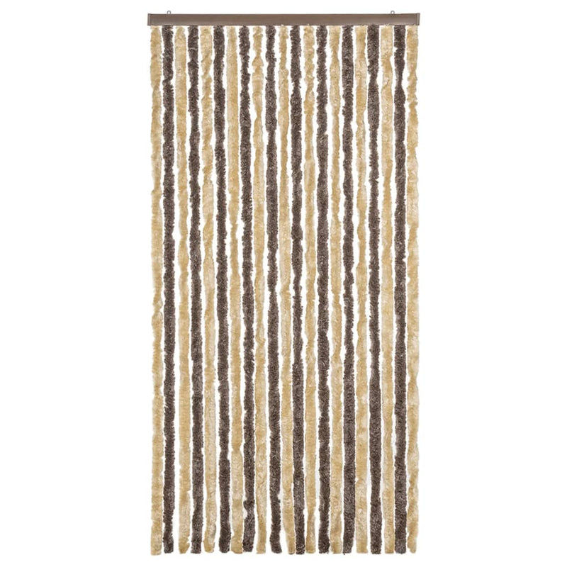 Afbeelding laden in galerijviewer, Vidaxl vliegengordijn 90x200 cm chenille donkerbruin en beige

