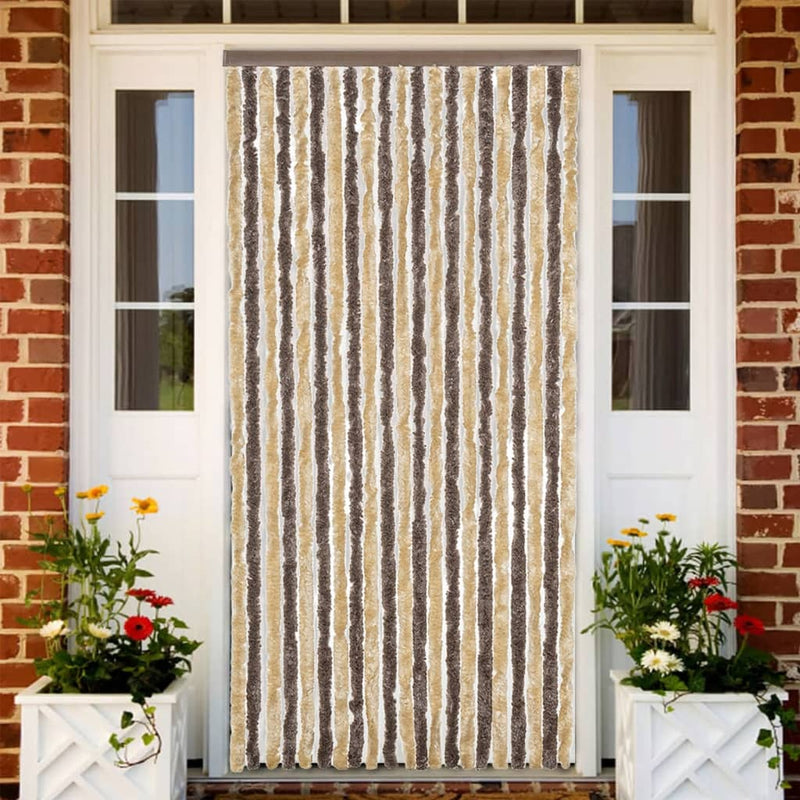 Load image into Gallery viewer, Vidaxl vliegengordijn 90x220 cm chenille donkerbruin en beige
