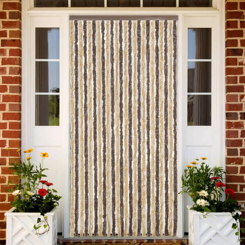 Load image into Gallery viewer, Vidaxl vliegengordijn 100x200 cm chenille donkerbruin en beige
