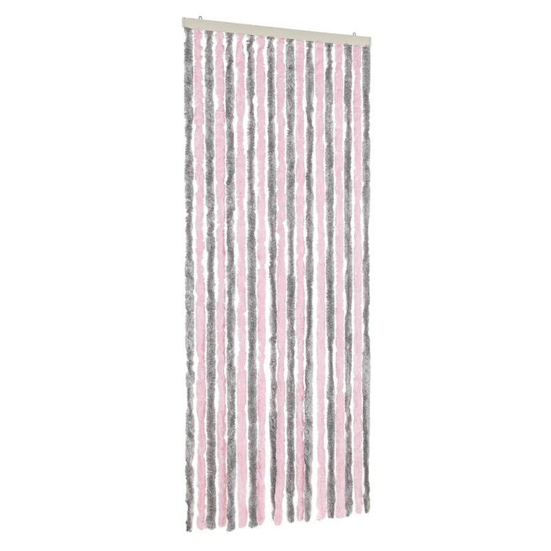 Load image into Gallery viewer, Vidaxl vliegengordijn 56x185 cm chenille zilvergrijs en roze
