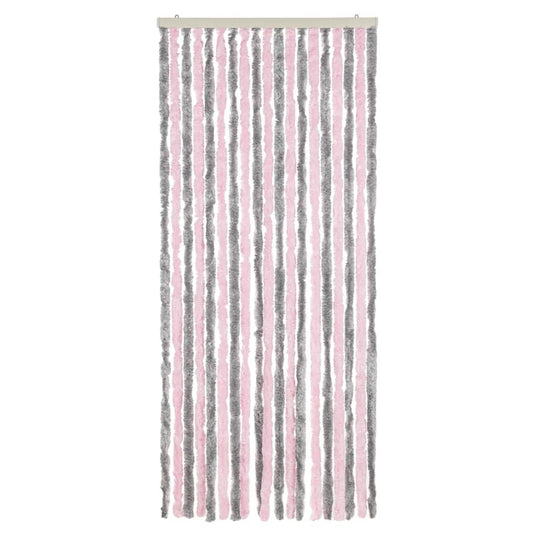 Vidaxl vliegengordijn 56x185 cm chenille zilvergrijs en roze