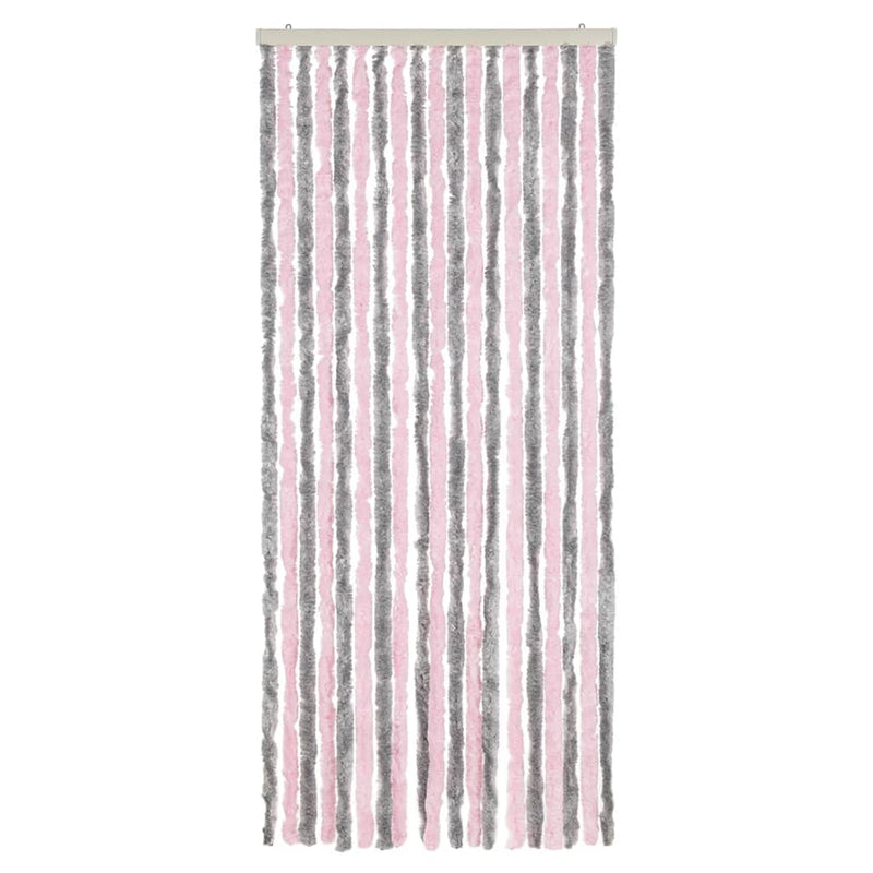 Load image into Gallery viewer, Vidaxl vliegengordijn 56x185 cm chenille zilvergrijs en roze
