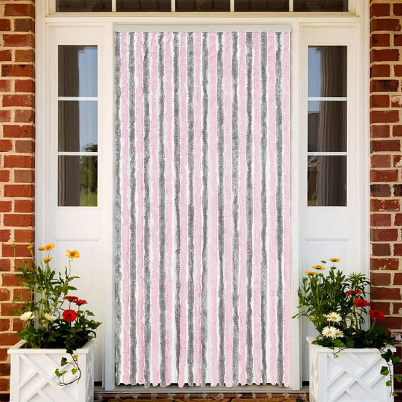 Chargez l'image dans la visionneuse de la galerie, Vidaxl vliegengordijn 100x230 cm chenille zilvergrijs en roze
