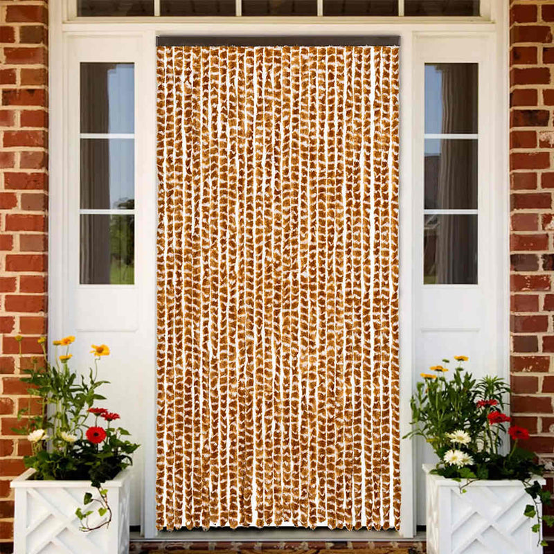 Load image into Gallery viewer, Vidaxl vliegengordijn 90x200 cm chenille okerkleurig en wit
