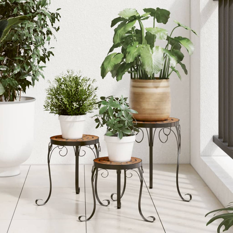 Load image into Gallery viewer, Vidaxl plantenstandaards 3 st keramiek terracottakleurig
