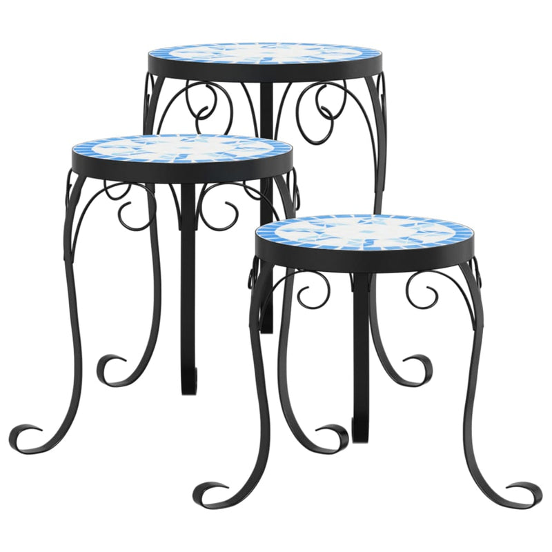 Load image into Gallery viewer, Vidaxl plantenstandaards 3 st keramiek blauw en wit
