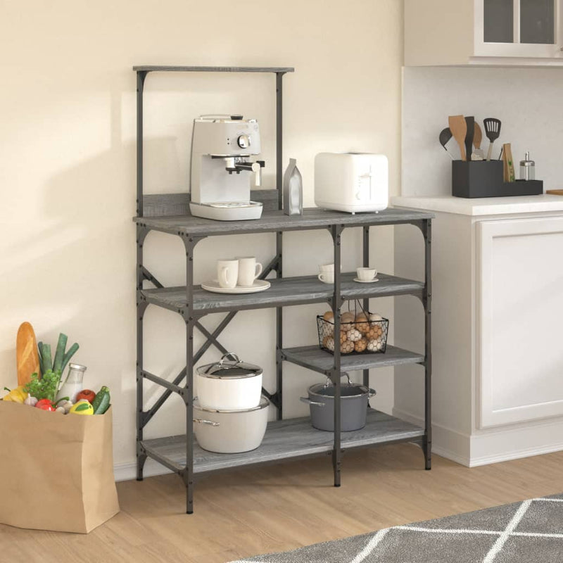 Load image into Gallery viewer, Vidaxl bakkersrek 90x40x132 cm bewerkt hout en metaal grijs sonoma

