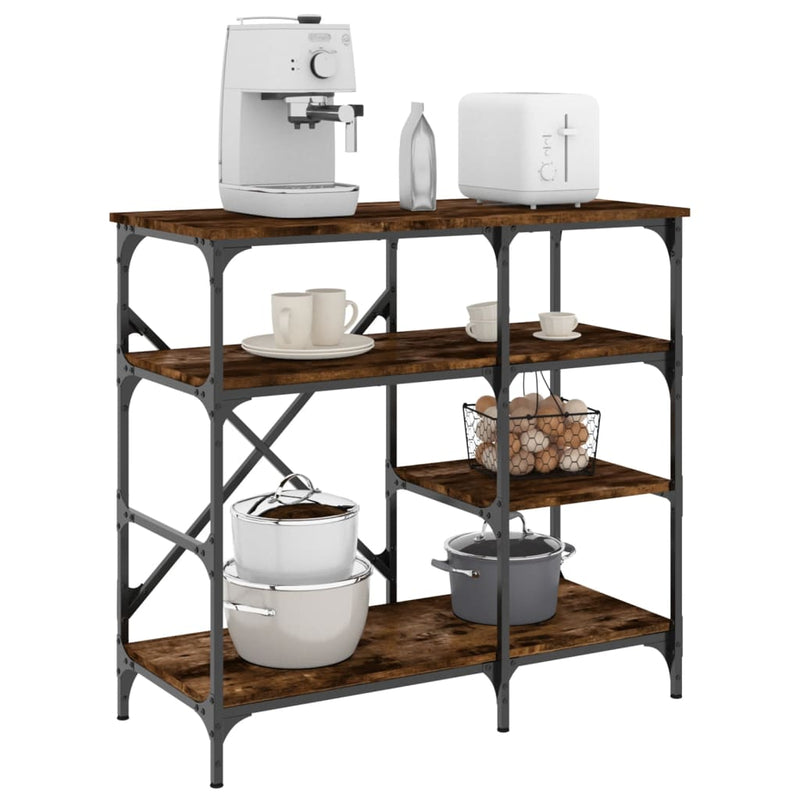 Load image into Gallery viewer, Vidaxl bakkersrek 90x40x84 cm bewerkt hout en metaal gerookt eiken
