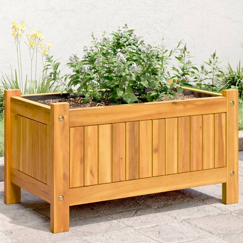 ギャラリービューアに画像をロードする, Vidaxl plantenbak met voering 54x31x30 cm massief acaciahout
