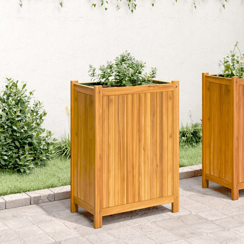 Afbeelding laden in galerijviewer, Vidaxl plantenbak met voering 54x31x75 cm massief acaciahout
