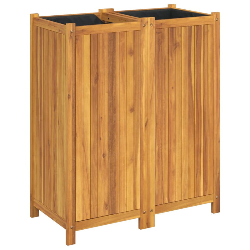 Afbeelding laden in galerijviewer, Vidaxl plantenbak met voering 84x42x100 cm massief acaciahout
