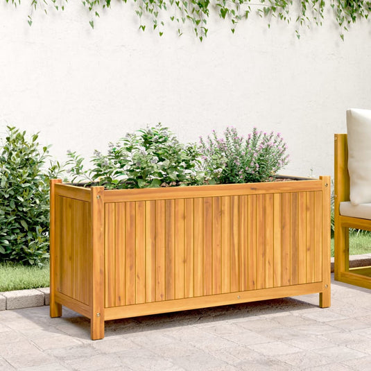 Vidaxl plantenbak met voering 99,5x38x50 cm massief acaciahout