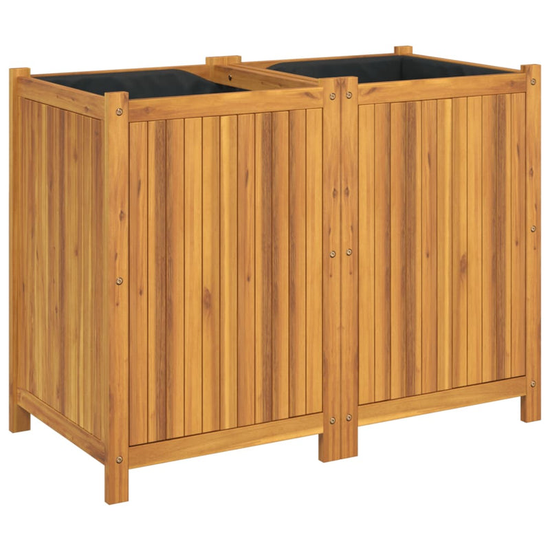 Afbeelding laden in galerijviewer, Vidaxl plantenbak met voering 100x50x75 cm massief acaciahout
