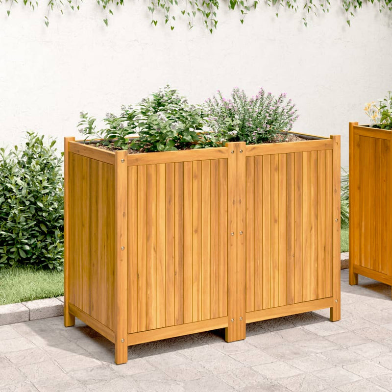 Afbeelding laden in galerijviewer, Vidaxl plantenbak met voering 100x50x75 cm massief acaciahout
