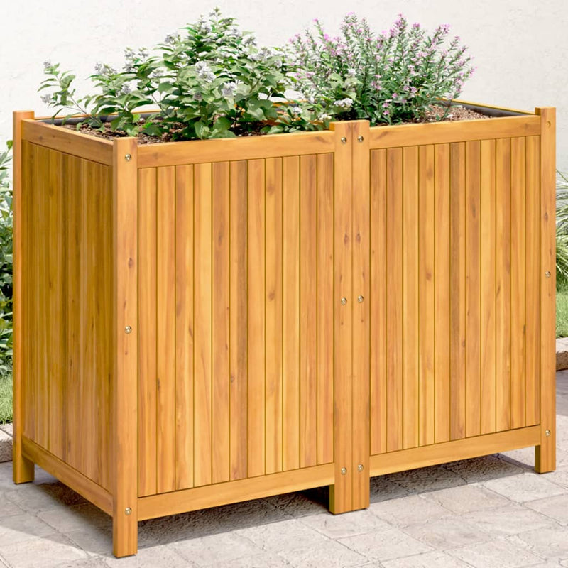 Afbeelding laden in galerijviewer, Vidaxl plantenbak met voering 100x50x75 cm massief acaciahout
