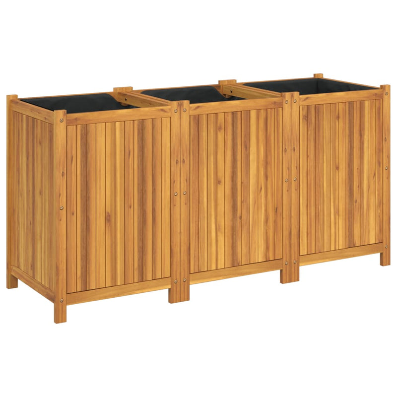 ギャラリービューアに画像をロードする, Vidaxl plantenbak met voering 150x50x75 cm massief acaciahout

