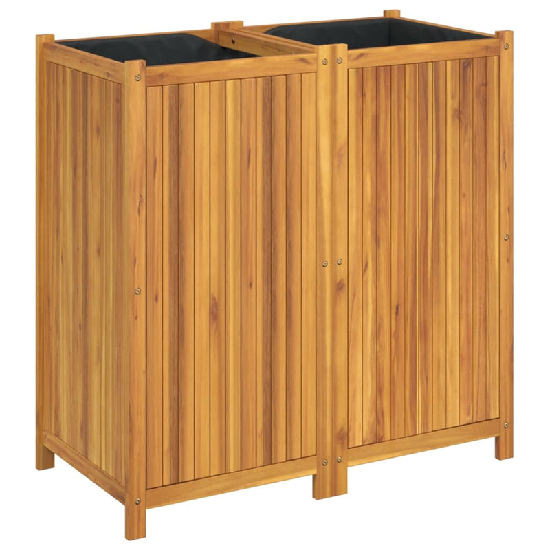 Afbeelding laden in galerijviewer, Vidaxl plantenbak met voering 100x50x100 cm massief acaciahout
