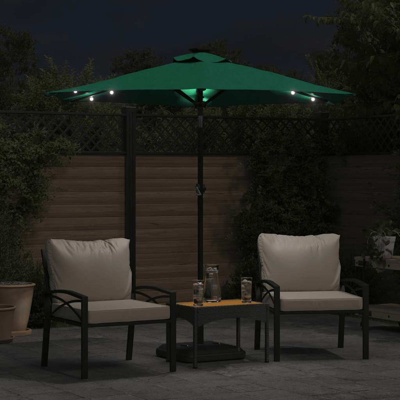 Load image into Gallery viewer, Vidaxl parasol met led's en stalen paal 225x225x212 cm groen
