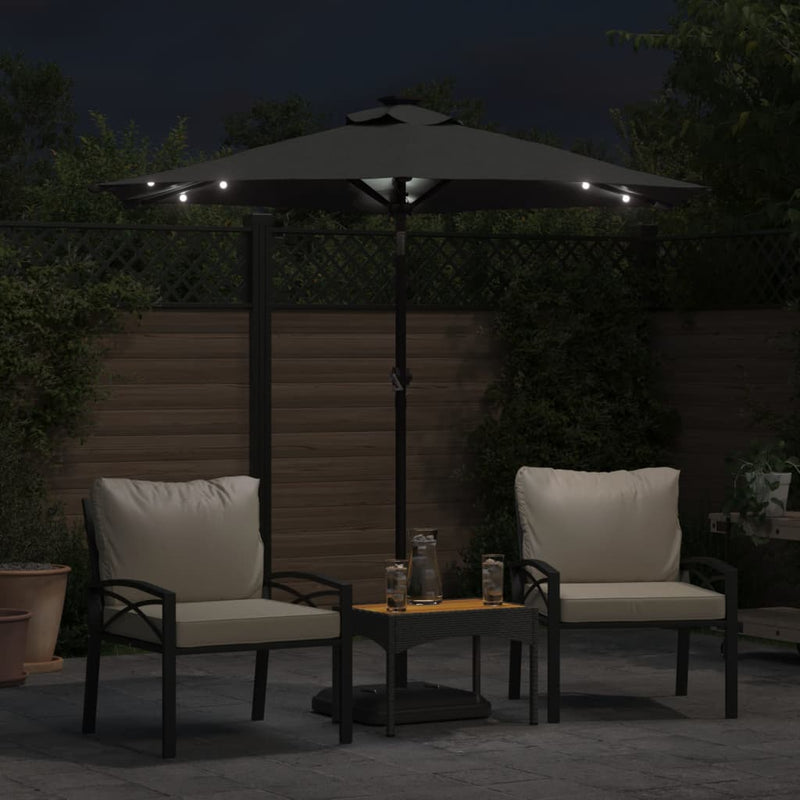 Load image into Gallery viewer, Vidaxl parasol met led's en stalen paal 225x225x212cm antracietkleurig
