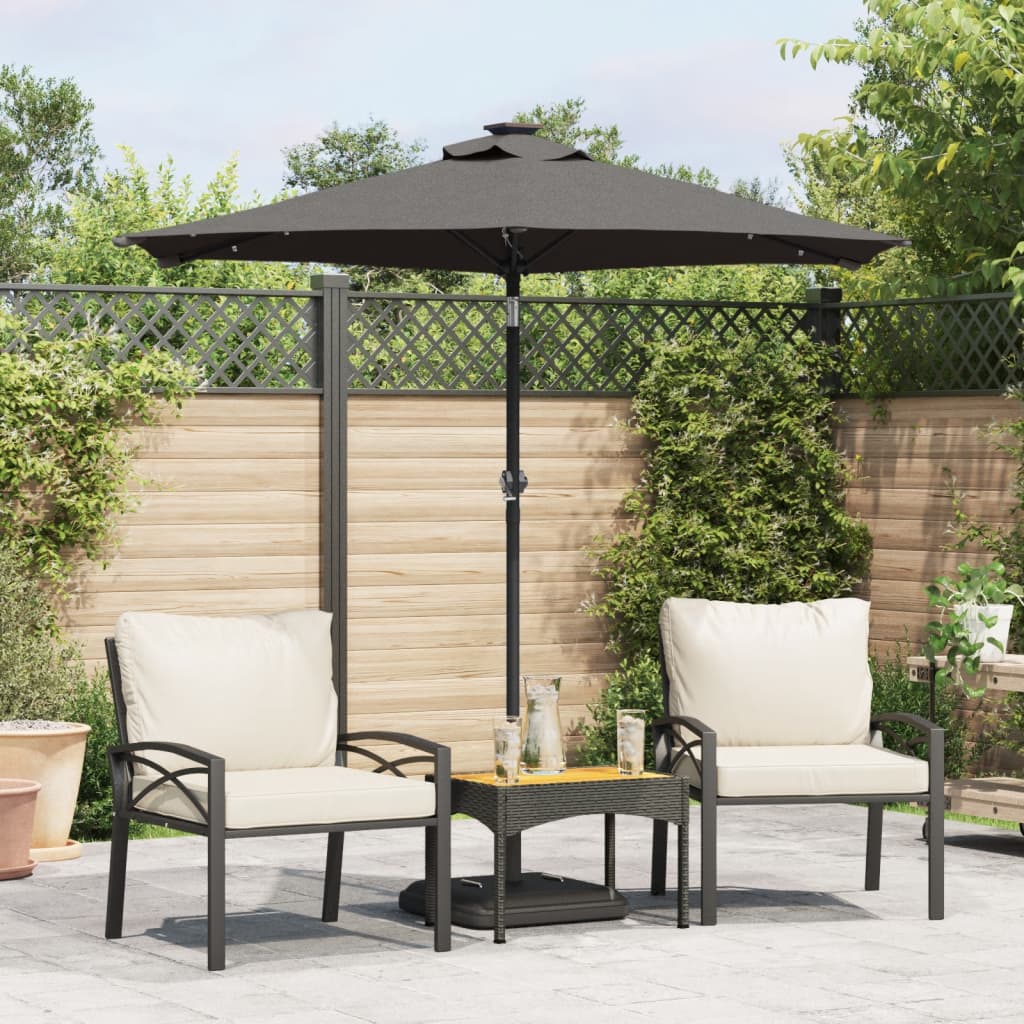 VidaXL Parasol met LED's en stalen paal 225x225x212cm antracietkleurig