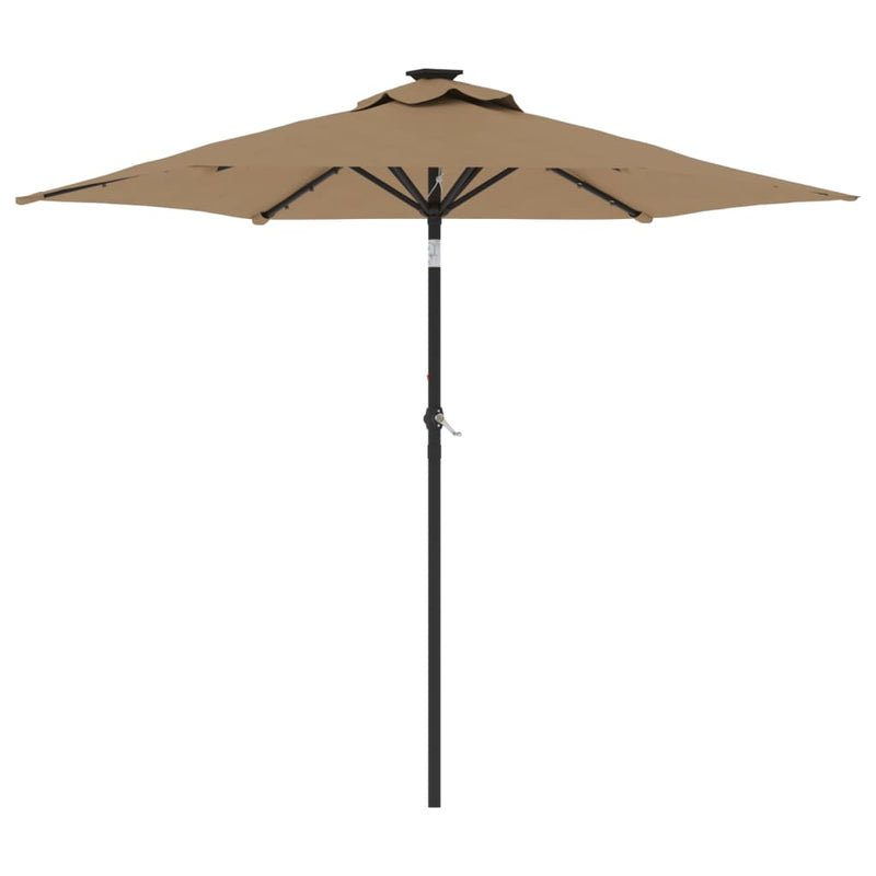 Load image into Gallery viewer, Vidaxl parasol met led's en stalen paal 225x225x212 cm taupe
