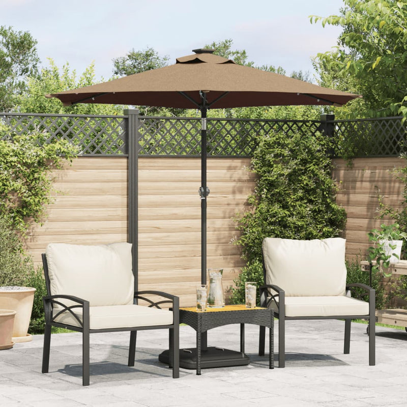 Load image into Gallery viewer, Vidaxl parasol met led's en stalen paal 225x225x212 cm taupe
