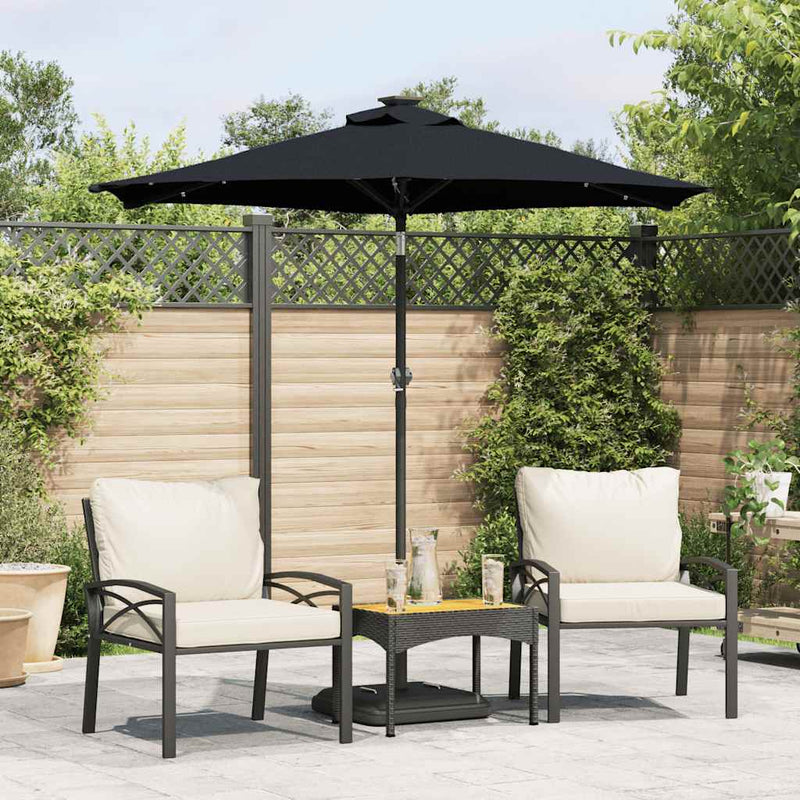 Load image into Gallery viewer, Vidaxl parasol met led's en stalen paal 225x225x212 cm zwart
