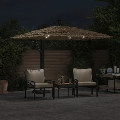 VidaXL Parasol met LED's en stalen paal 246x246x230 cm bruin