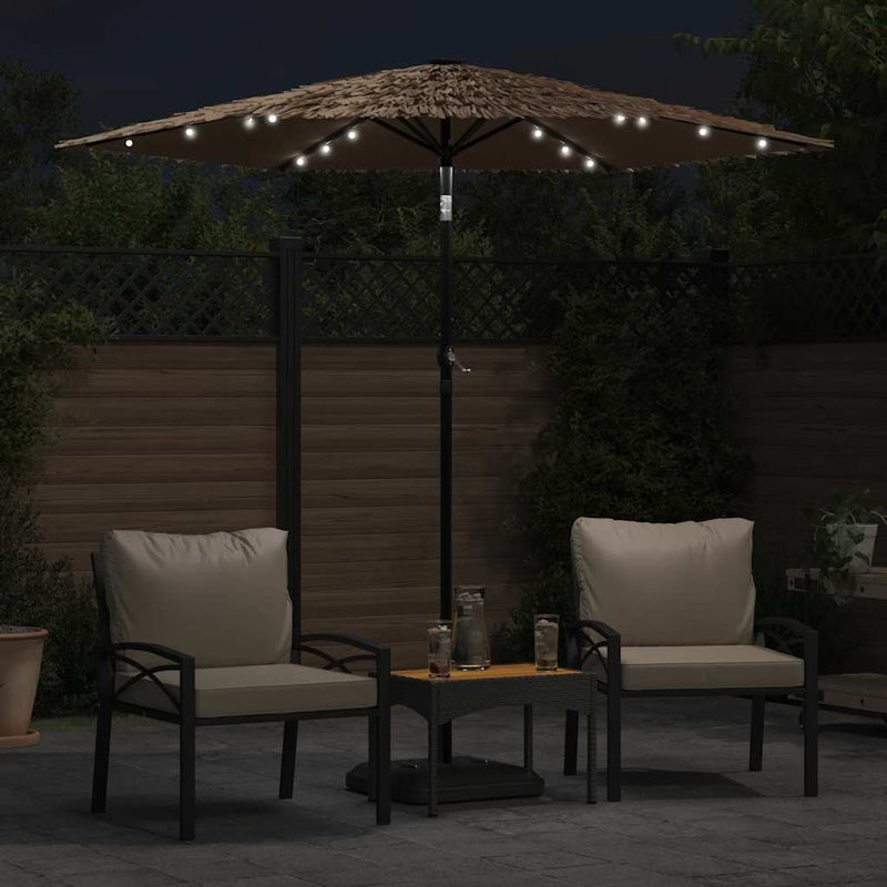 Load image into Gallery viewer, Vidaxl parasol met led's en stalen paal 223x223x213 cm bruin
