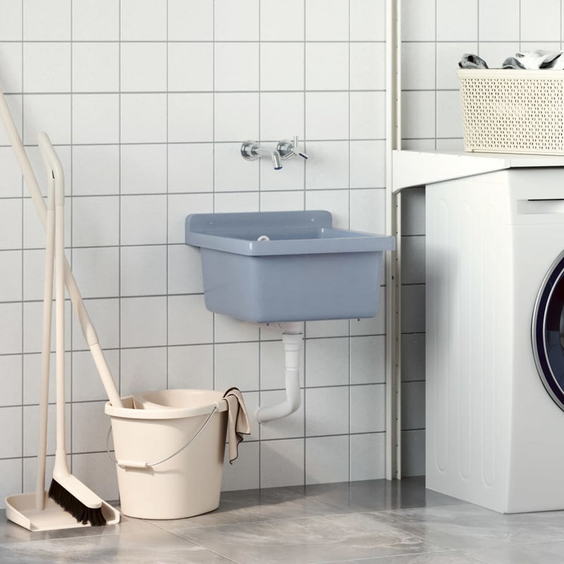 Load image into Gallery viewer, Vidaxl wasbak wandgemonteerd 40x40x24 cm hars grijs
