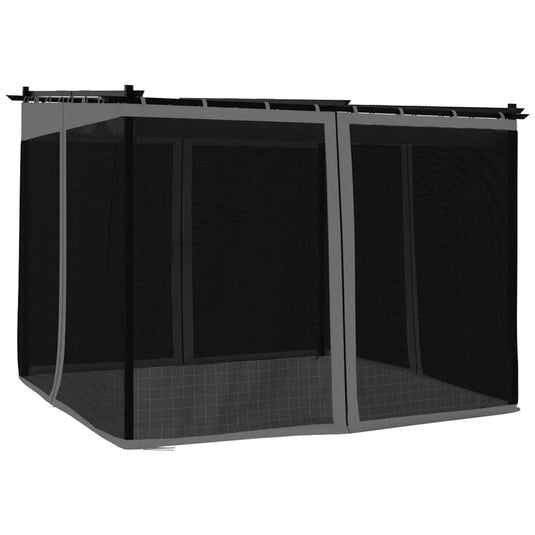 Vidaxl prieel met zijwanden van gaas 3x3 m staal antracietkleurig