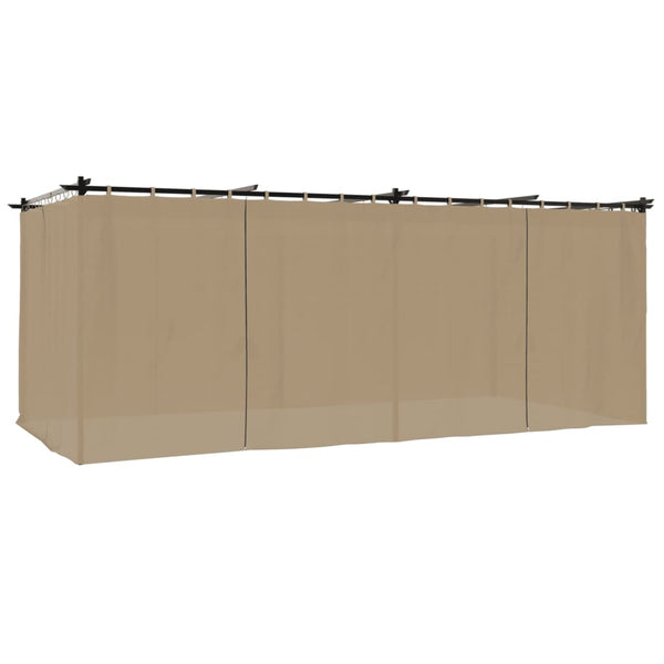 VidaXL Prieel met gordijnen 6x3 m staal taupe