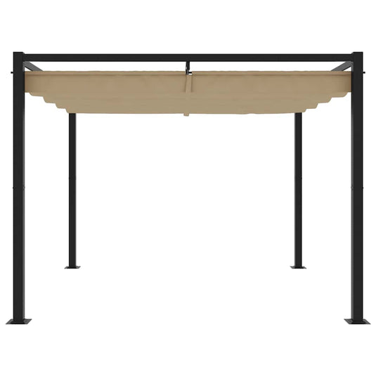 Vidaxl prieel met uittrekbaar dak 3x3 m staal taupe