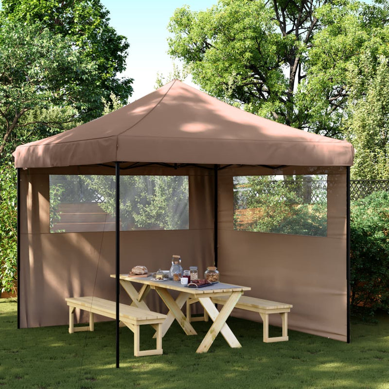 Load image into Gallery viewer, Vidaxl partytent inklapbaar pop-up met 2 zijwanden bruin
