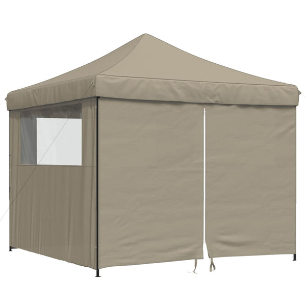 VidaXL Partytent inklapbaar pop-up met 4 zijwanden taupe