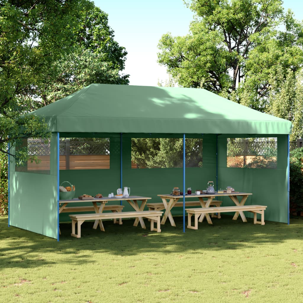 VidaXL Partytent inklapbaar pop-up met 3 zijwanden groen