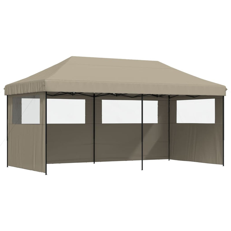 Load image into Gallery viewer, Vidaxl partytent inklapbaar pop-up met 3 zijwanden taupe
