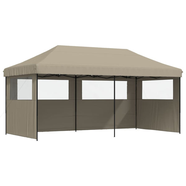 VidaXL Partytent inklapbaar pop-up met 3 zijwanden taupe